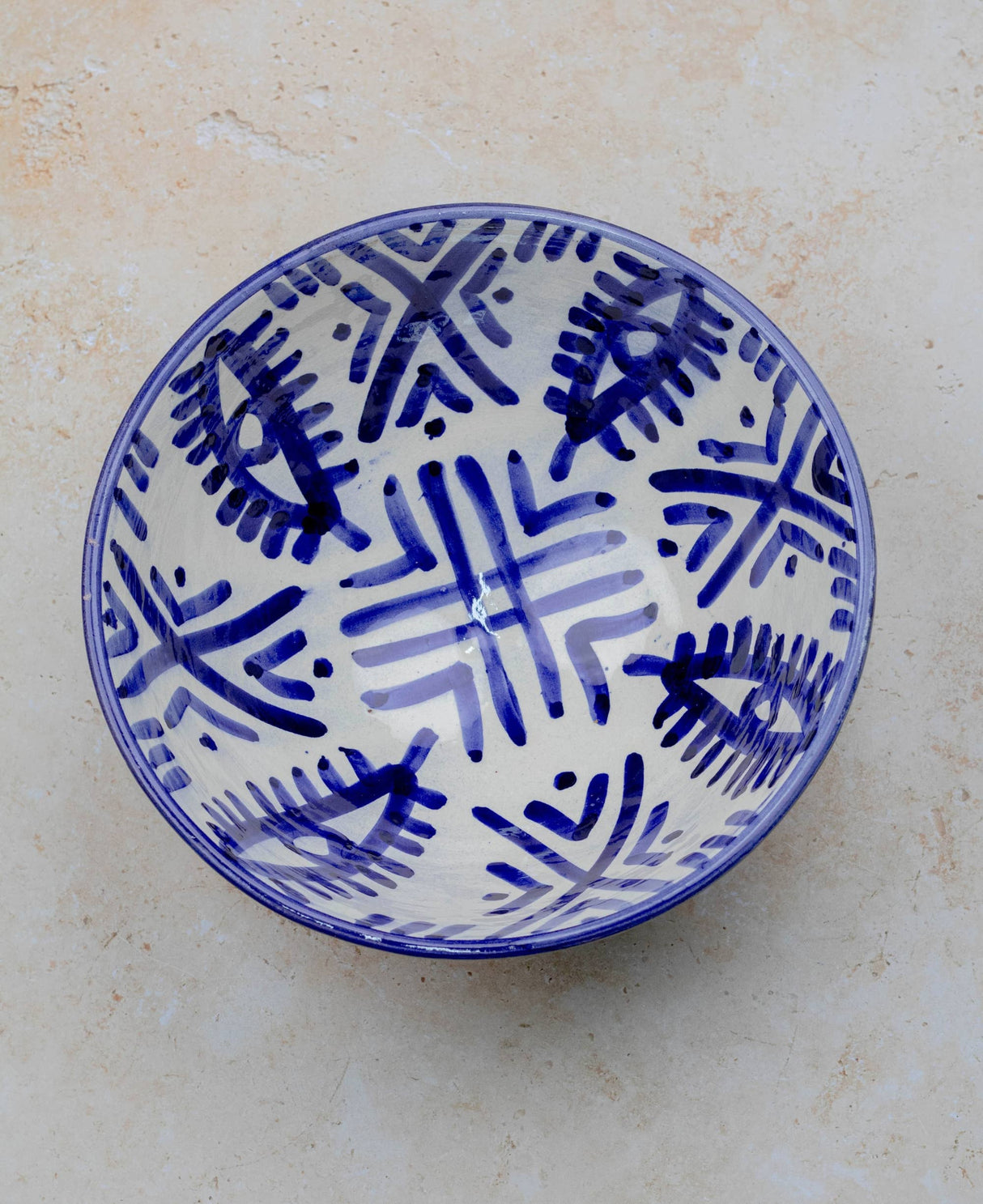 Moroccan Handpainted Ceramic Pedestal Bowl, Berber Eye