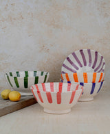 Hand Painted Moroccan Striped Serving Bowl - Handmade Bowl