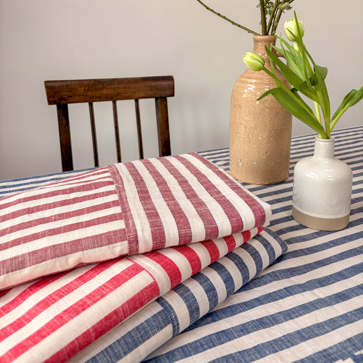 WOVEN INDIGO STRIPE TABLECLOTH – 100% Cotton | 150 x 280 cm