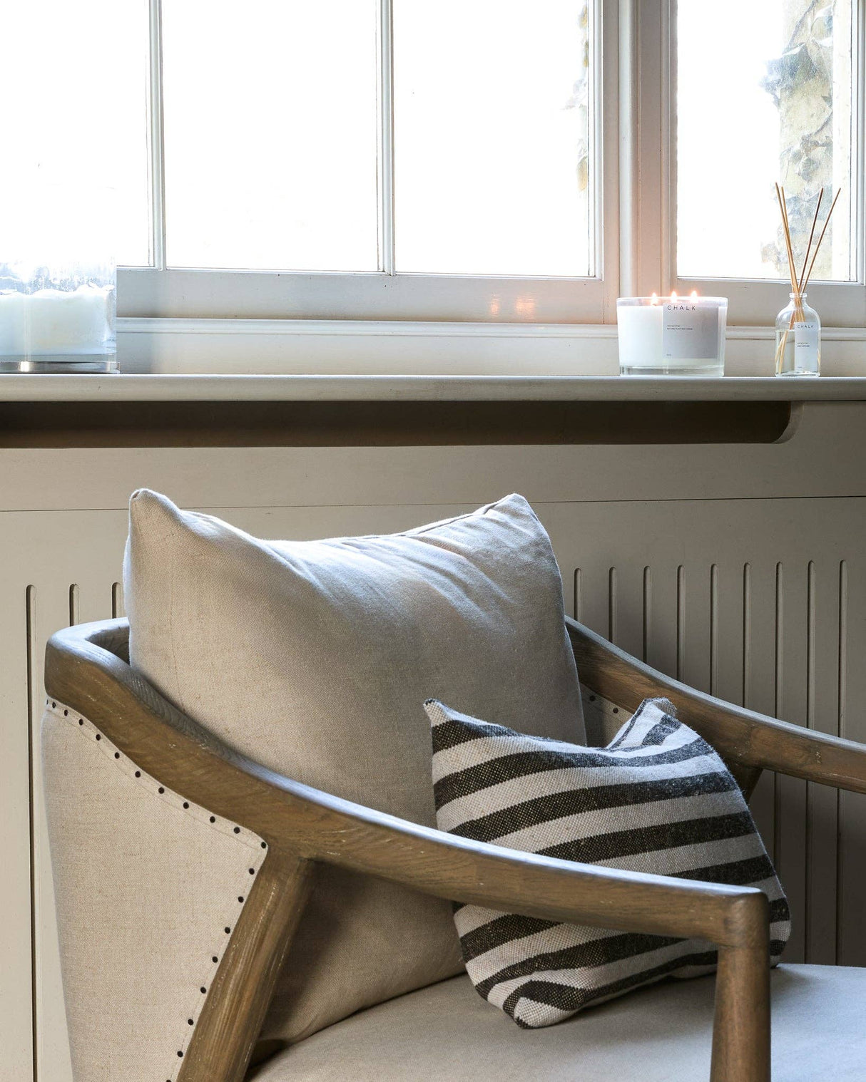 Bertie Small Oblong Cushion | Heavy Cotton Linen | Coffee/Cream