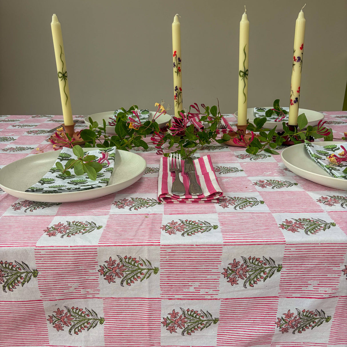 NEW LUNA ROSE hand block printed tablecloth