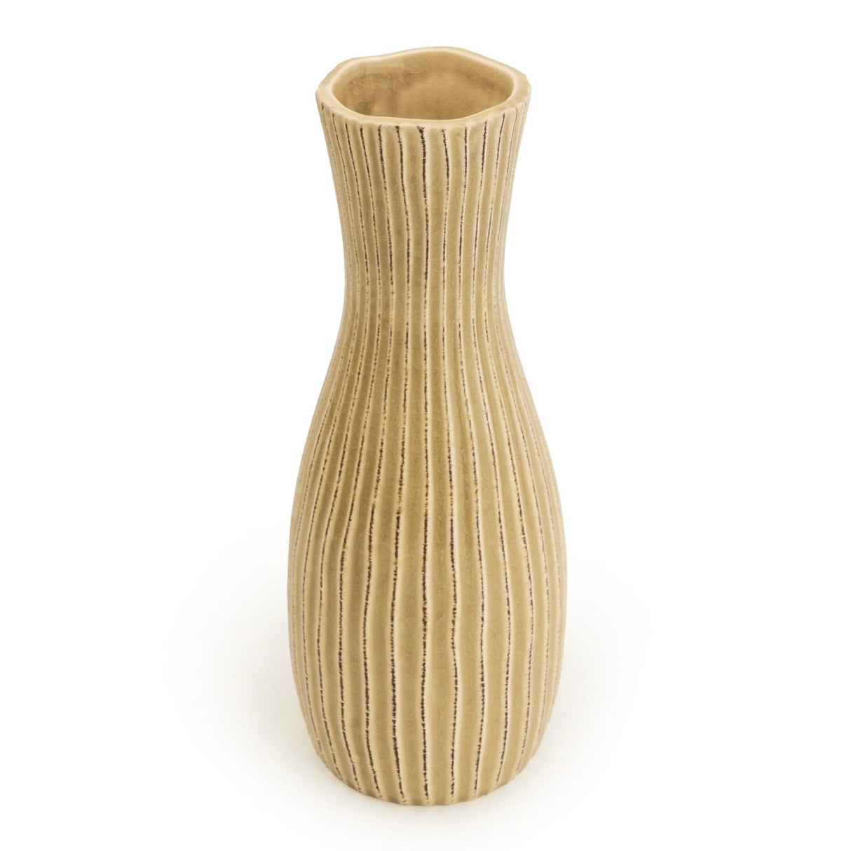 Large Cream Ridged Bottle Vase 36.5CM