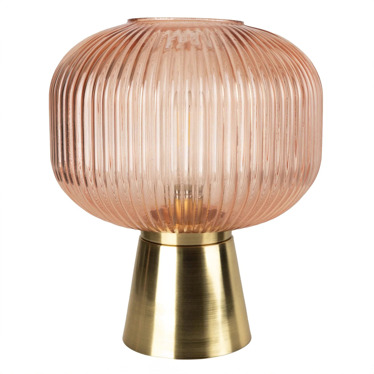 LED Glass Round Ridged Lamp - Amber