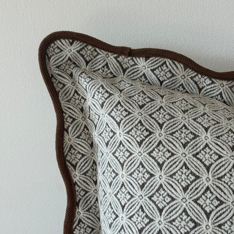Chloe Brown Print Scalloped Edge Cushion 45cm