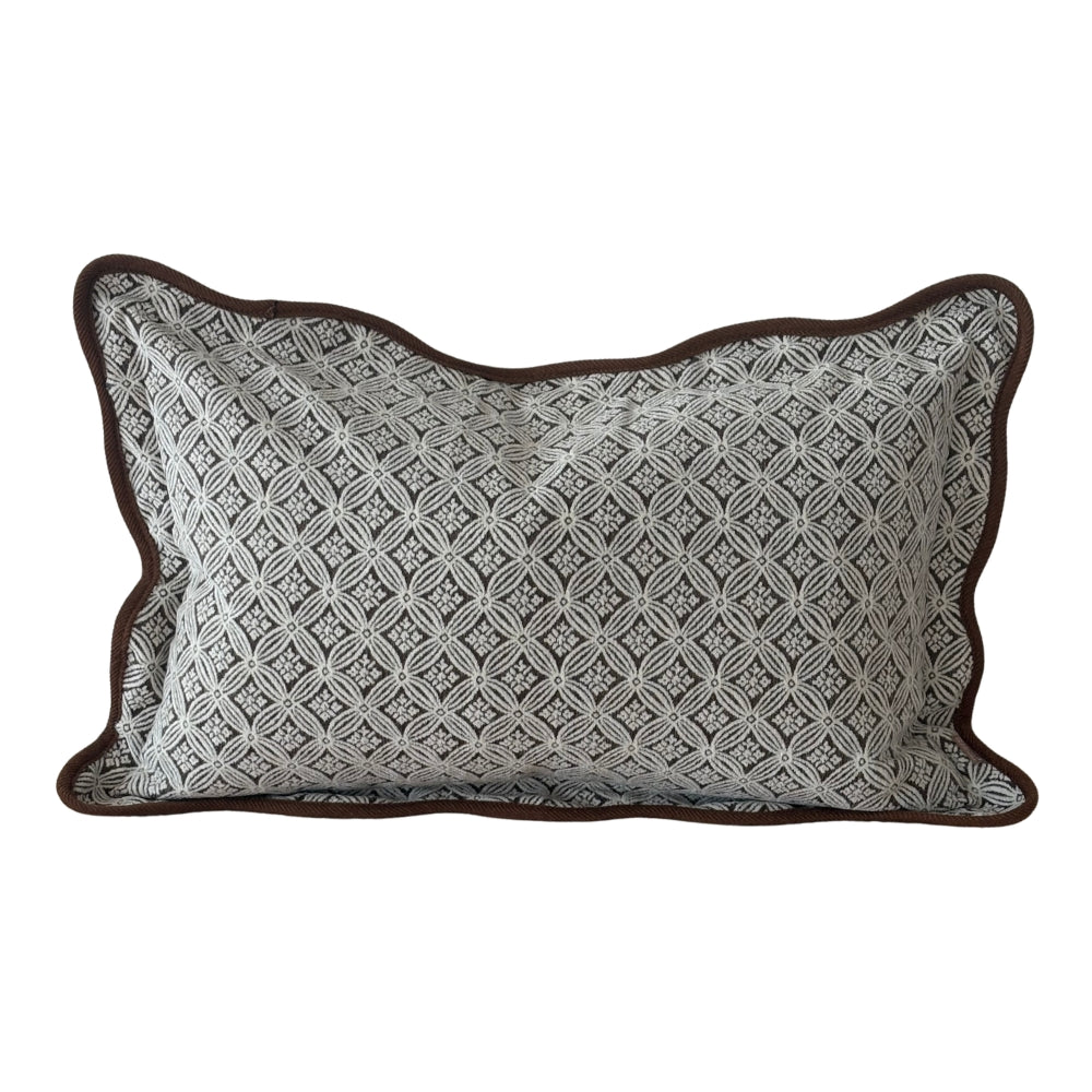 Chloe Brown Print Scalloped Edge Cushion - 2 sizes