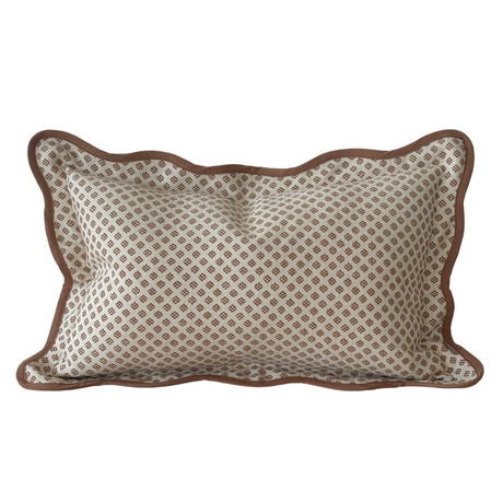Chloe Light Brown Print Scalloped Edge Cushion- 2 sizes
