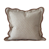 Chloe Light Brown Print Scalloped Edge Cushion 45x45