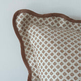 Chloe Light Brown Print Scalloped Edge Cushion 45x45