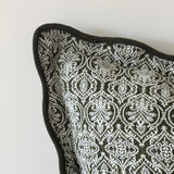 Chloe Olive Print Scalloped Edge Cushion - 2 Sizes