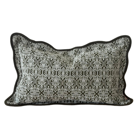 Chloe Olive Print Scalloped Edge Cushion - 2 Sizes