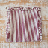 Christmas Burgundy Stripe Ruffle Napkins Set Of 4