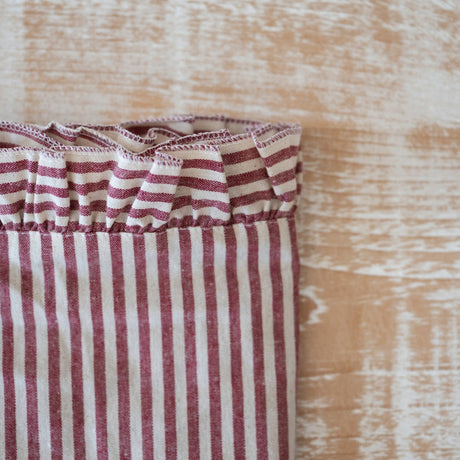 Christmas Burgundy Stripe Ruffle Napkins Set Of 4