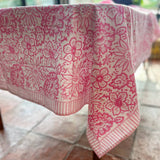 MEADOW SOFT PINK hand block printed tablecloth - 2 sizes