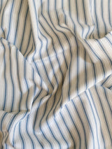 The Riley Blue Ticking Stripe Fringed Cushion