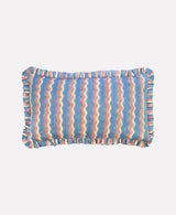 Cotton Quilted Frill Cushion | Whirly | Blueberry | 2 sizes