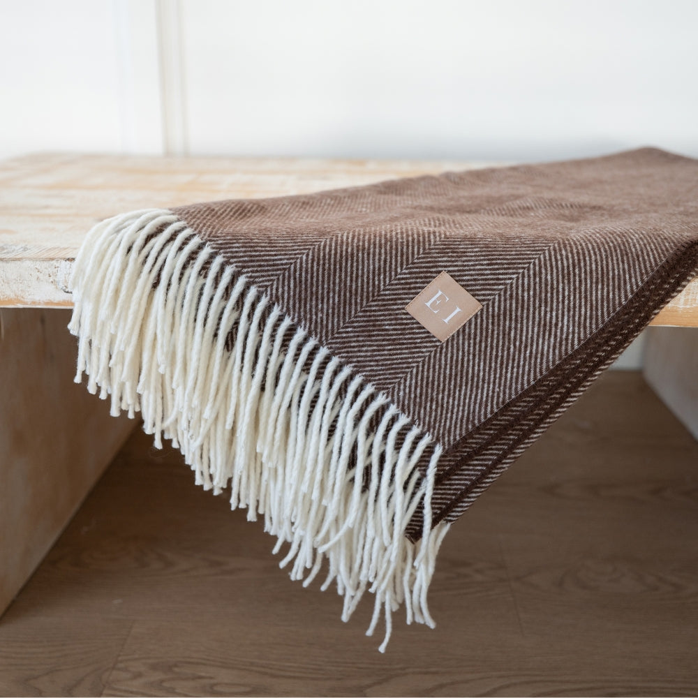 Dark Brown Herringbone Throw