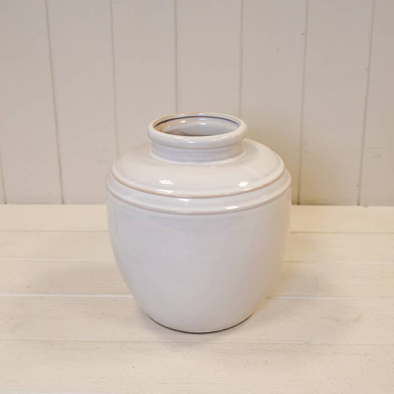 Natural Ceramic Vase With Double Line Detail