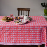 FAN CORAL hand block printed tablecloth - 2 sizes