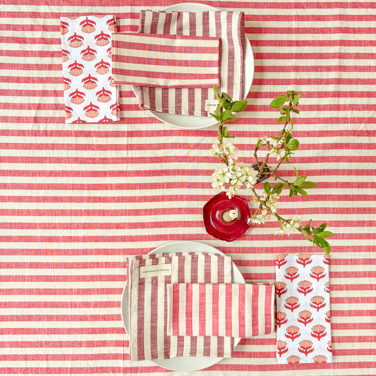 WOVEN POPPY STRIPE TABLECLOTH – 100% Cotton | 150 x 280 cm