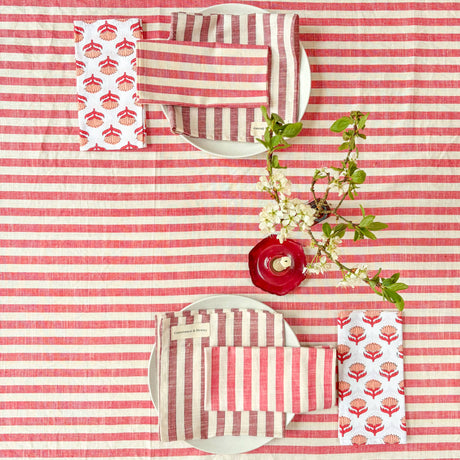 WOVEN POPPY STRIPE TABLECLOTH – 100% Cotton | 150 x 280 cm