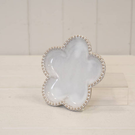 Natural Ceramic Flower Shaped Plate with Bobble Rim