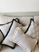 The Tilly Beige Linen Herringbone Fringed Cushion/2 Sizes