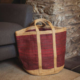 Pink And Black Jute Basket In Two Sizes