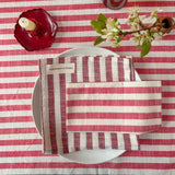 WOVEN POPPY STRIPE set of 4 cotton napkins