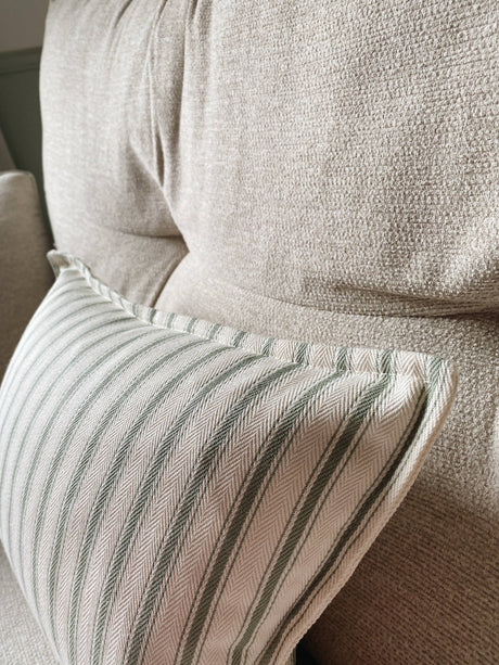 The Riley Green Ticking Stripe Oxford Edge Cushion