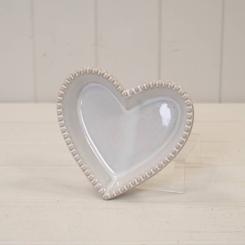 Ceramic Heart Shaped Plate with Bobble Rim