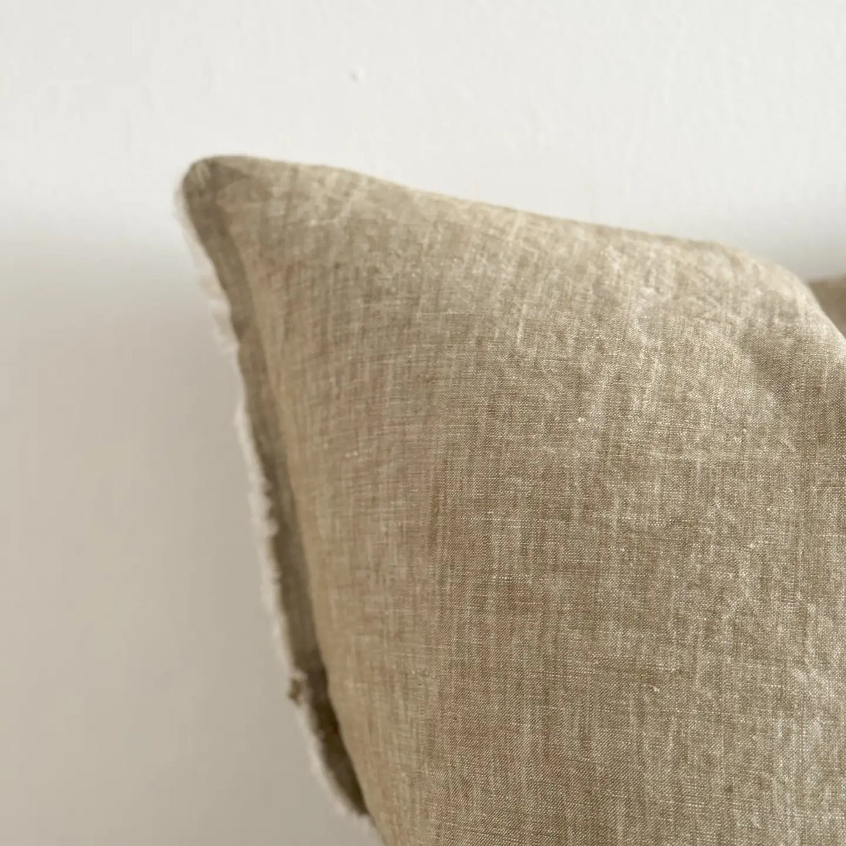 Esmee Fringed Linen Cushion 45cm – Washed Olive
