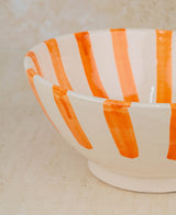 Hand Painted Moroccan Striped Serving Bowl - Handmade Bowl