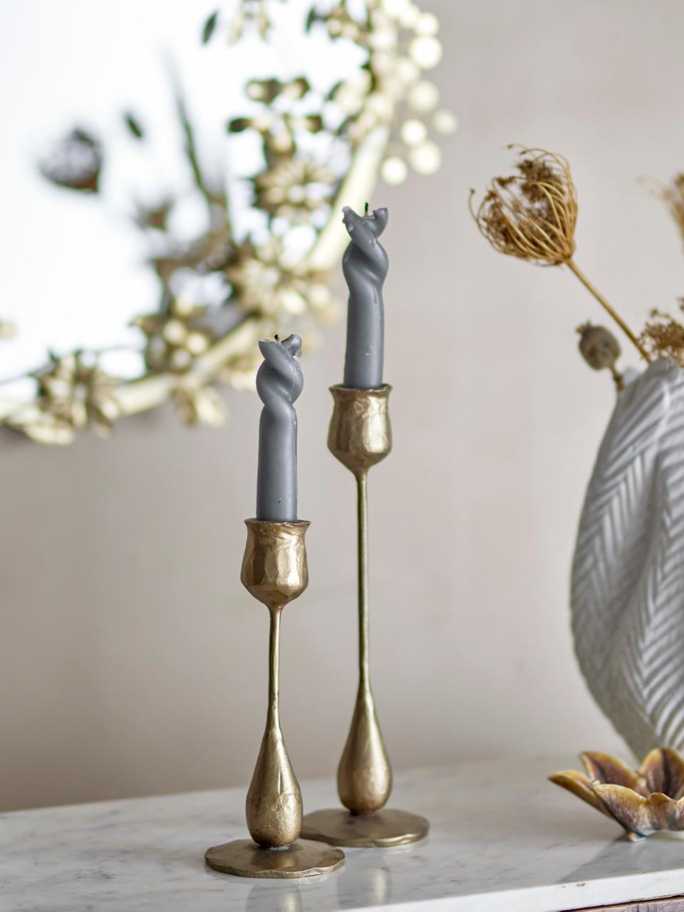 Kora Candle Holder, Brass Metal Set/2