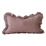 Hallie Burgundy Gingham Ruffle Cushion - 2 sizes