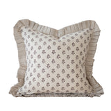 Lily Dark Brown Print Ruffle Edge Cushion 45cm