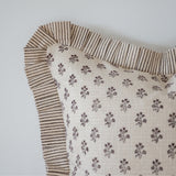 Lily Dark Brown Print Ruffle Edge Cushion 45cm