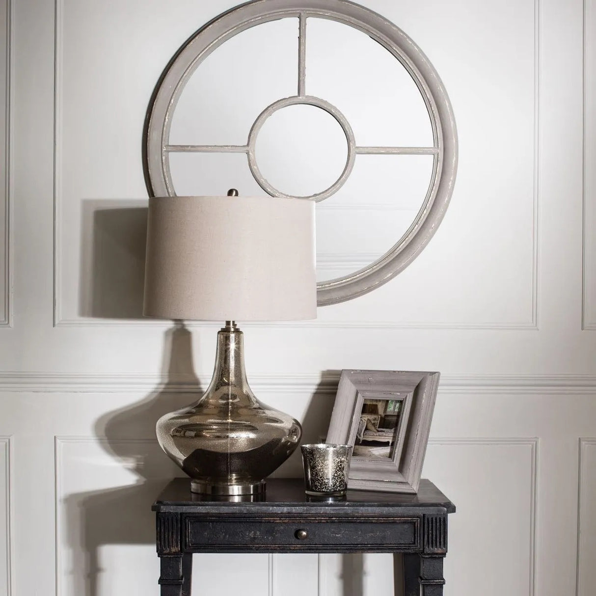 WILTON DISTRESSED GREY PORTAL MIRROR