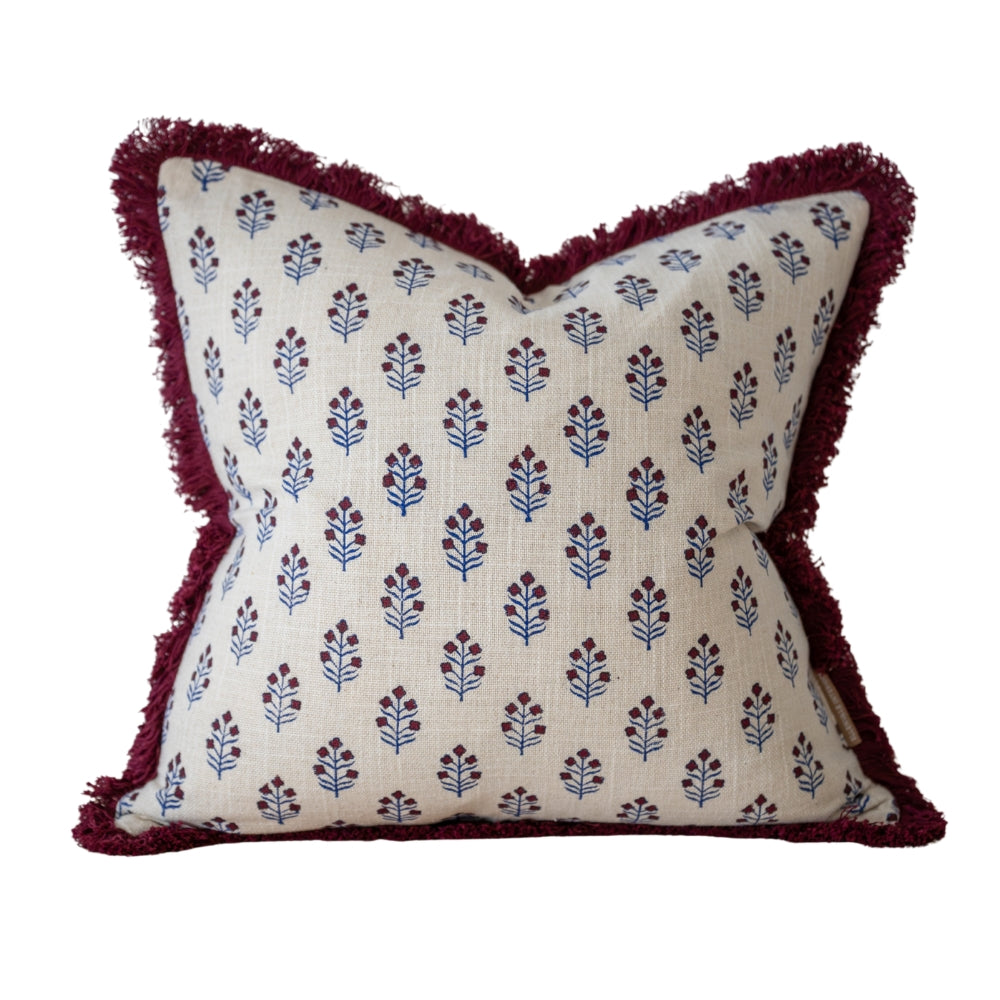Sadie Berry Print Fringed Edge Cushion 45cm