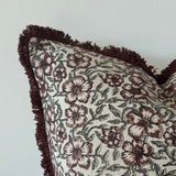 Sadie Burgundy Floral Cushion - 2 Sizes