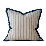 Sadie Navy Stripe Fringed Cushion 45CM