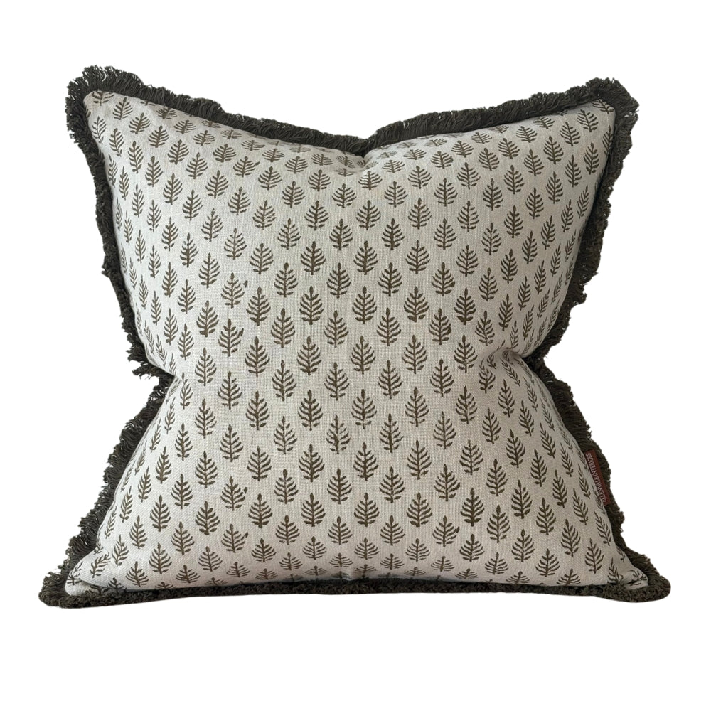 Sadie Olive Leaf Print Cushion - 2 sizes