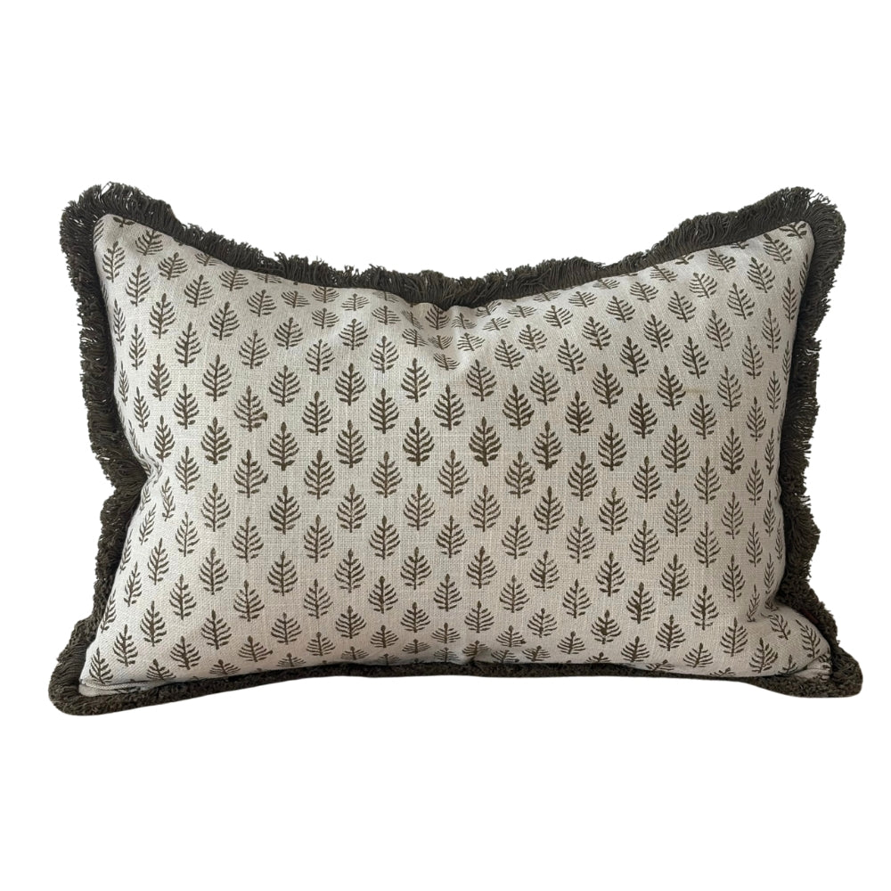 Sadie Olive Leaf Print Cushion - 2 sizes