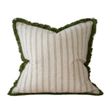Sadie Olive Stripe Fringed Cushion 45cm