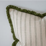 Sadie Olive Stripe Fringed Cushion 45cm