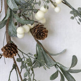 White Berry Candle Ring with Frosted Leaves