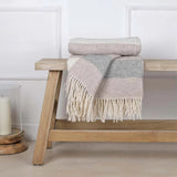 CAMEL/GREY PURE WOOL THROW