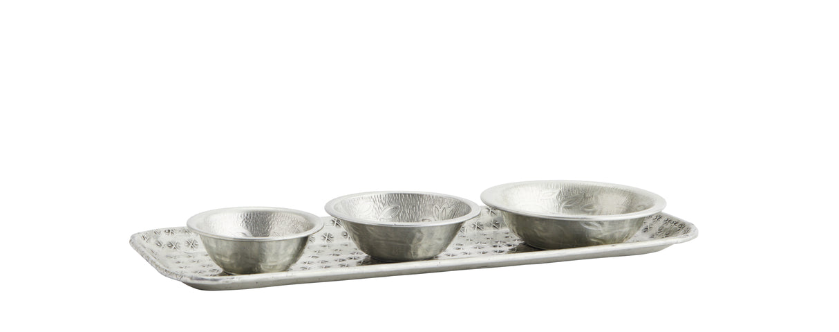 HAMMERED ALUMINIUM TRAY -Silver