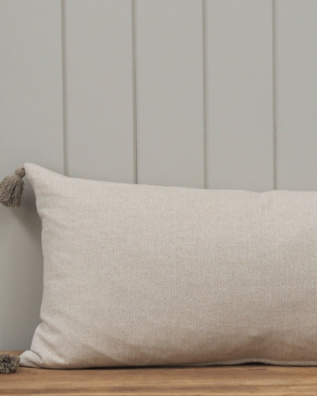 Cotton Herringbone Breakfast Cushion Taupe  - 2 sizes
