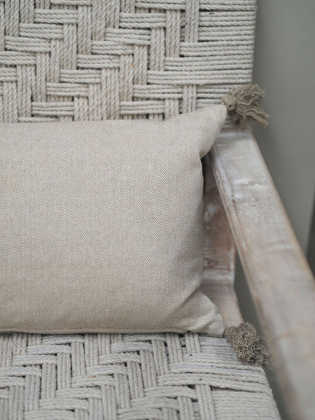 Cotton Herringbone Breakfast Cushion Taupe 60 x 30cm