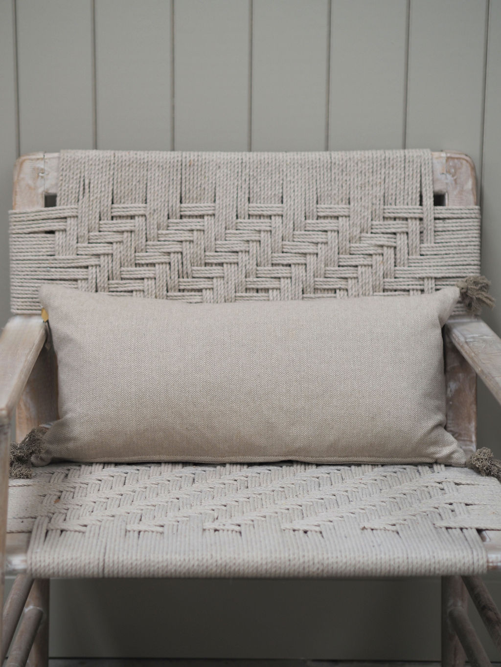 Cotton Herringbone Breakfast Cushion Taupe 60 x 30cm